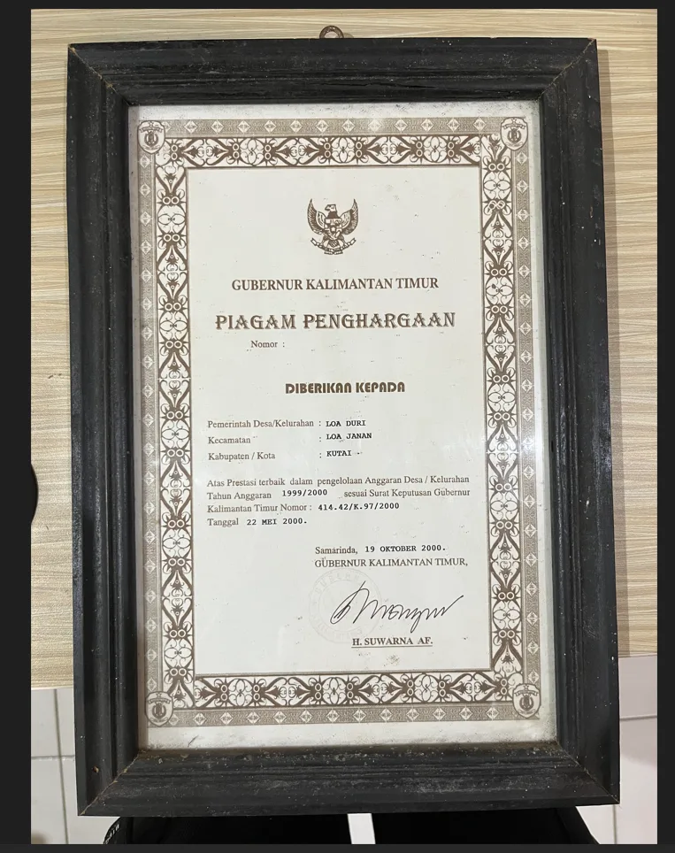 Prestasi Tingkat Provinsi: Desa Loa Duri Raih Penghargaan Gubernur Kaltim dalam Pengelolaan Anggaran Desa Terbaik