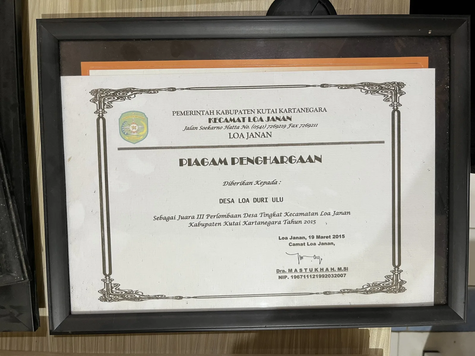 Desa Loa Duri Ulu Raih Juara III Perlombaan Desa Tingkat Kecamatan Loa Janan Tahun 2015