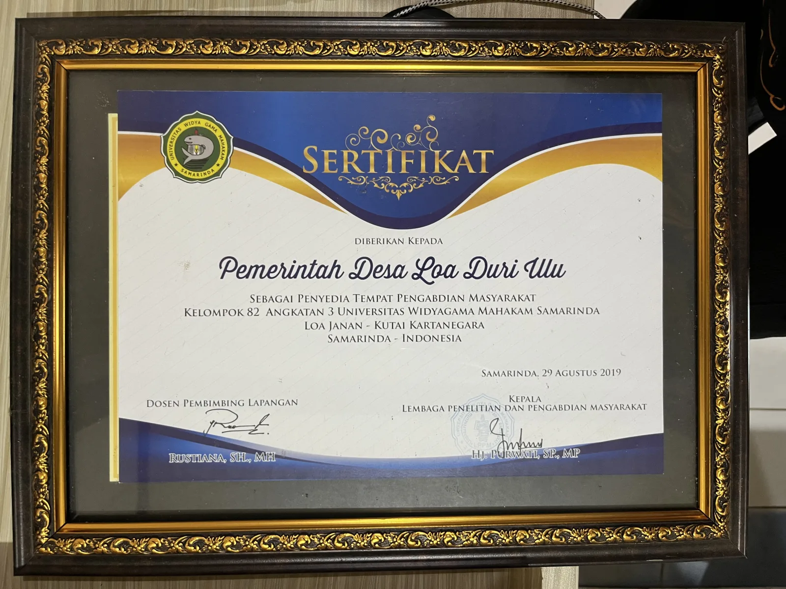 Kontribusi Pendidikan: Desa Loa Duri Ulu Menjadi Mitra Pengabdian Masyarakat Universitas Widyagama Mahakam 2019