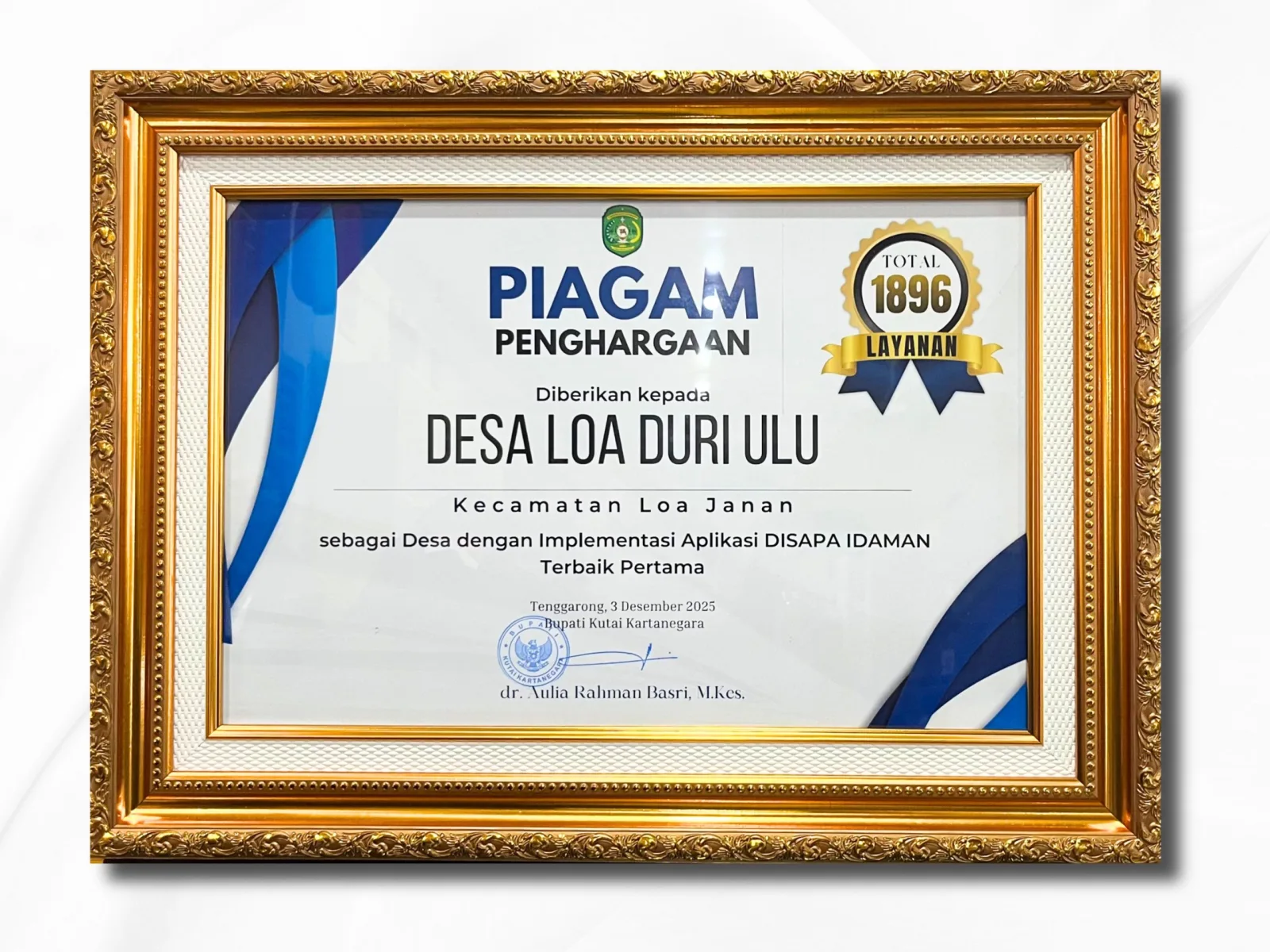 Penghargaan Terbaik I Implementasi Aplikasi Disapa Idaman