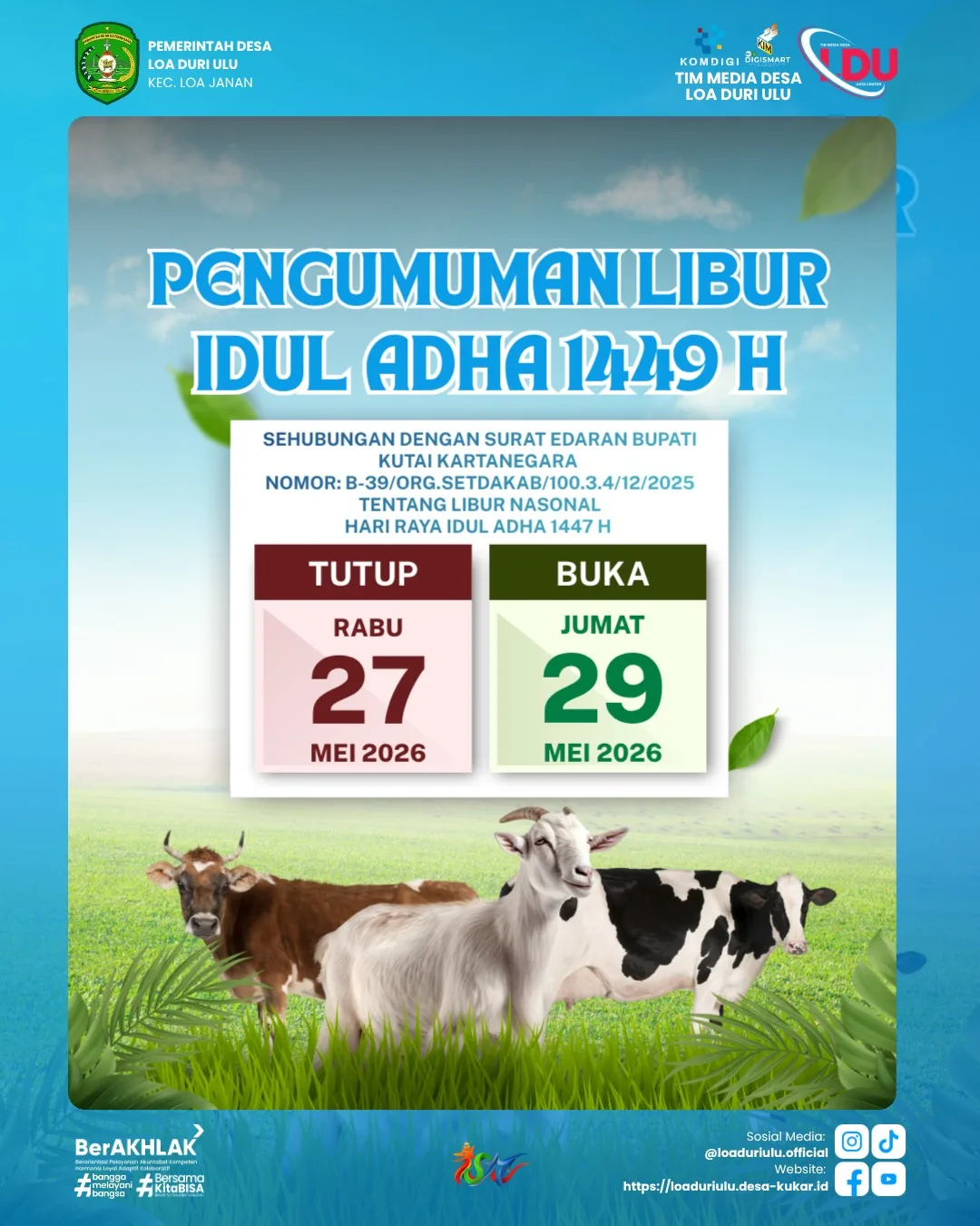 Pengumuman Libur dan Cuti Bersama Hari Raya Idul Adha 1447 H