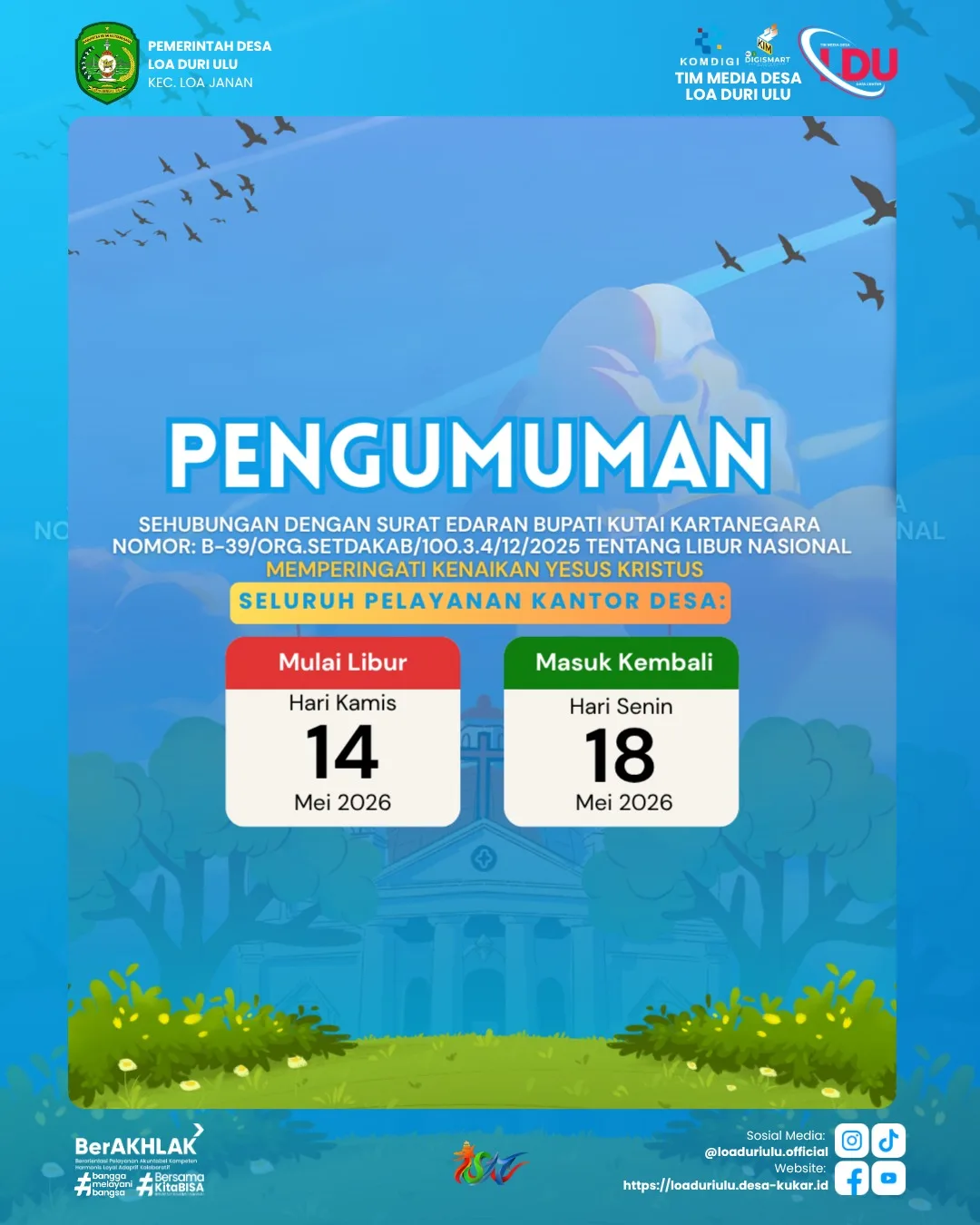 Pengumuman Libur Memperingati Kenaikan Yesus Kristus