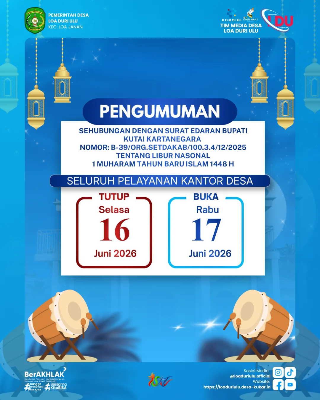 Pengumuman Libur 1 Muharram Tahun Baru Islam 1448 H
