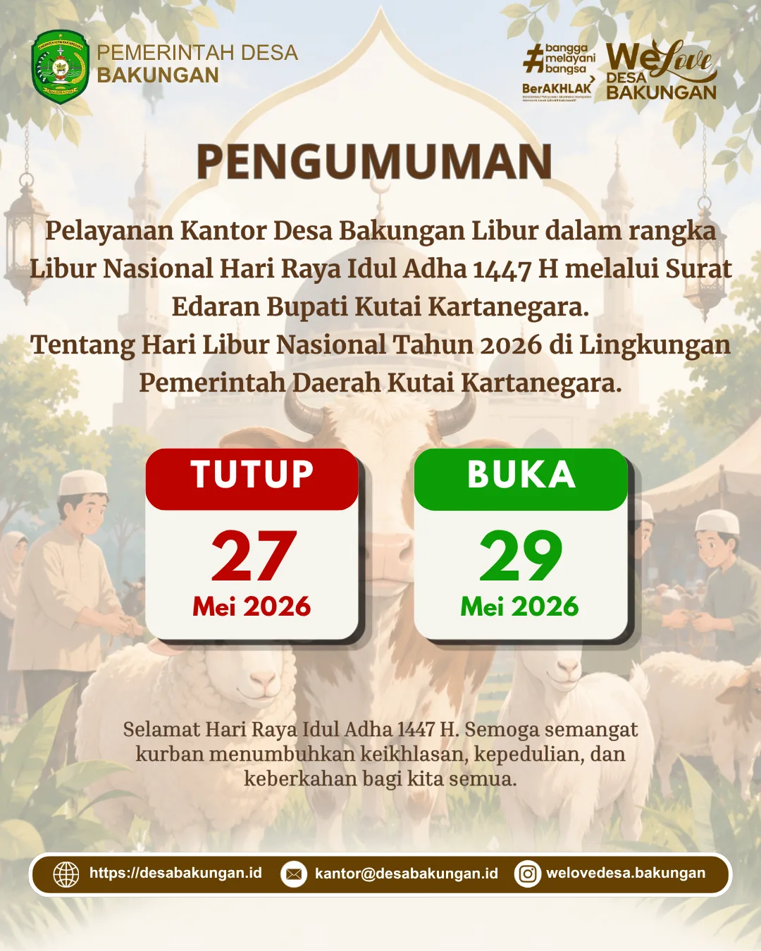 Pengumuman Libur Hari Raya Idul Adha 1447 H