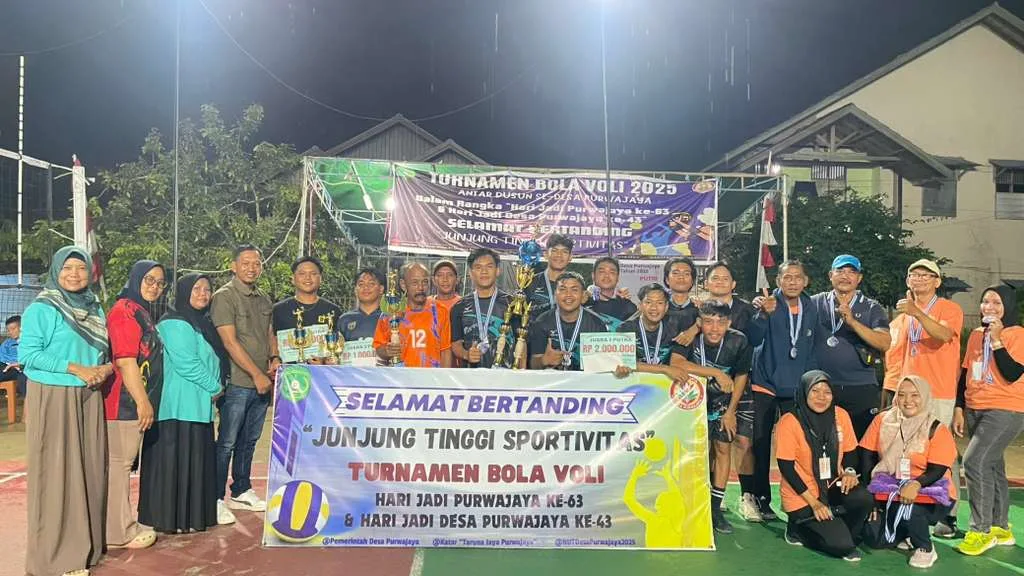 Gelorakan Semangat Kebersamaan, Turnamen Bola Voli HUT ke-63 Desa Purwajaya Resmi Dimulai