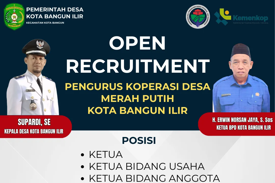 OPEN RECRUITMENT PENGURUS KOPERASI DESA MERAH PUTIH
